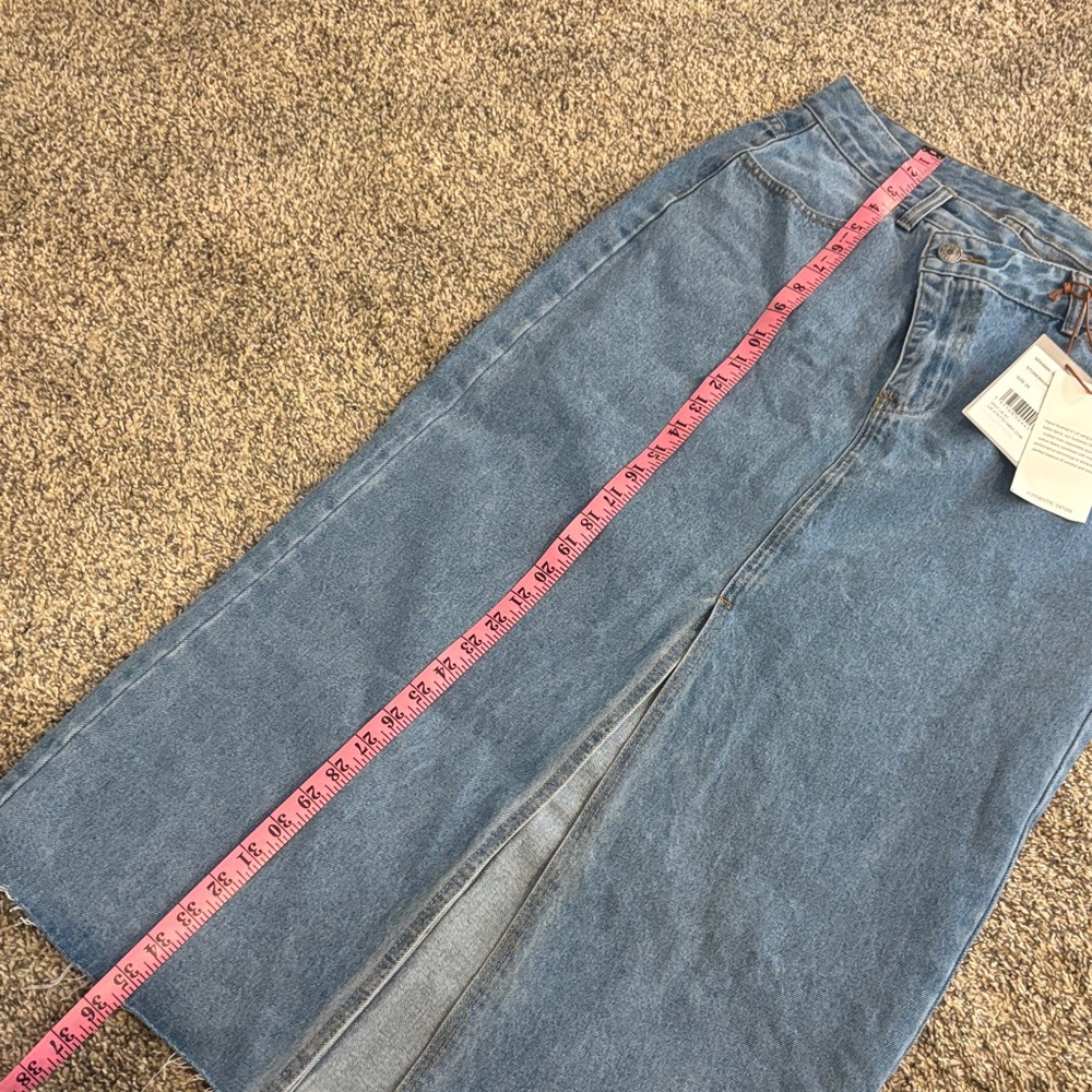 Lafayette 148 New York Blue Denim Maxi Skirt - Picture 7 of 9